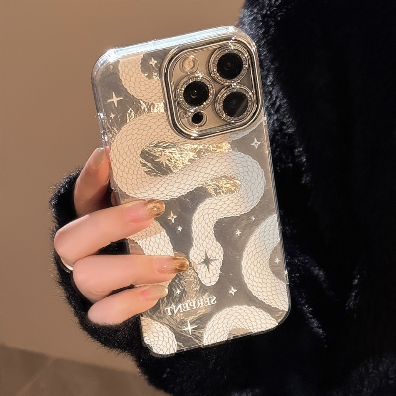 Ốp Điện Thoại Ins Style Serpent Cho Redmi Note 14 13 Pro Plus 12 Turbo 11S 11T 10T 10 9T K80 K70 K70E K60 Pro Ultra 5G 4G Vỏ Mềm Sáng Bóng Chống Sốc Mặt Sau Rắn Trắng
