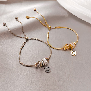 lắc tay bạc nữ tình yêu zircon tròn dành vòng tay vàng kéo khí chất thời trang