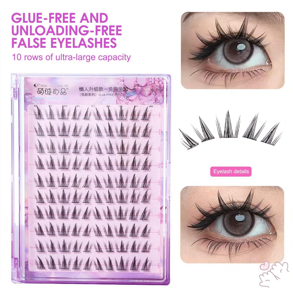 IOIIK 10hàng-- 9-13mm Dense Press on Lash Clusters C Curl Lông mi giả có thể tái sử dụng
