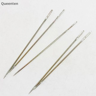 Queenten 25 Chiếc Lớn Mắt Khâu Kim May Kim Handmade Da Kim Thép Sợi Đan Kim Bộ Dụng Cụ May QT