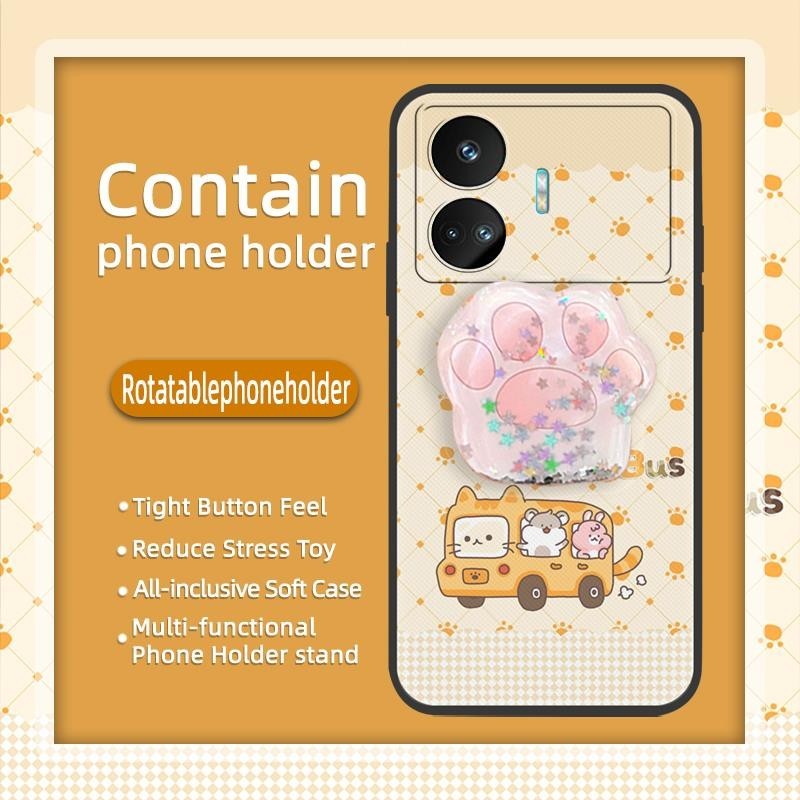 Cartoon Silicone Phone Case For OPPO Realme GT Neo5 SE Anti-dust drift sand Back Cover protective Durable Soft Case Kickstand