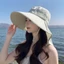 Mũ xô KANGN, Mũ ngư dân rộng vành có thể gập lại, Màu trơn có khăn choàng bảo vệ cổ Mũ Panama mùa hè