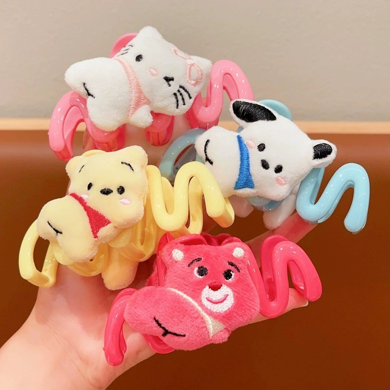 【 Yunyuan 】 Phim Hoạt Hình Dễ Thương Kt Mèo Dâu Gấu Xước Kẹp Trẻ Em Nữ Cá Mập Kẹp Mặt Sau Đầu Kẹp Tóc Phụ Kiện Tóc
