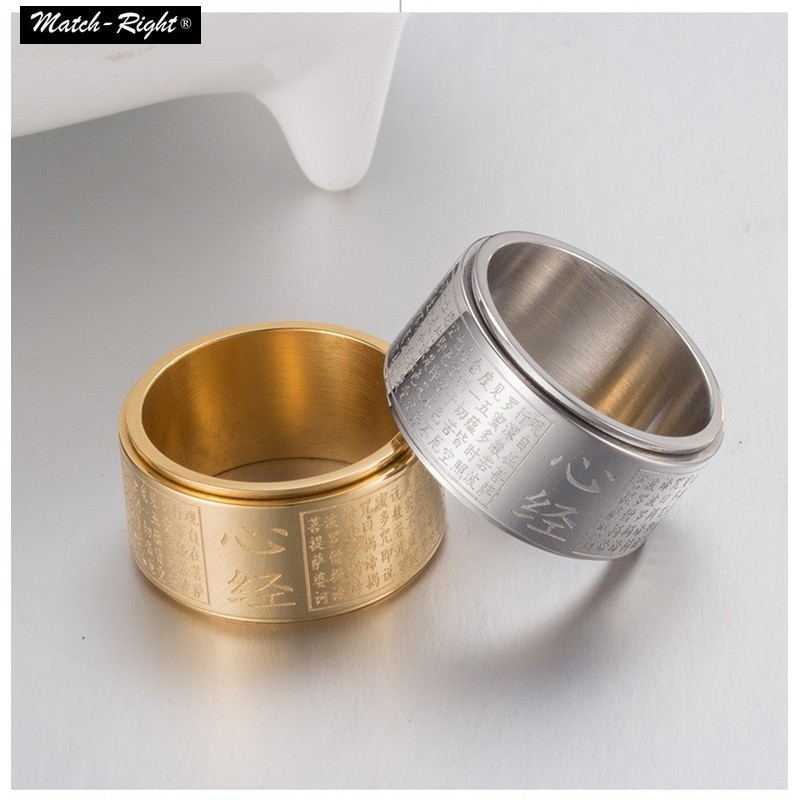Trái Tim Kinh Nhẫn Xoay Unisex Vàng Bạc Màu Titan Nhẫn Thép Không Gỉ ...