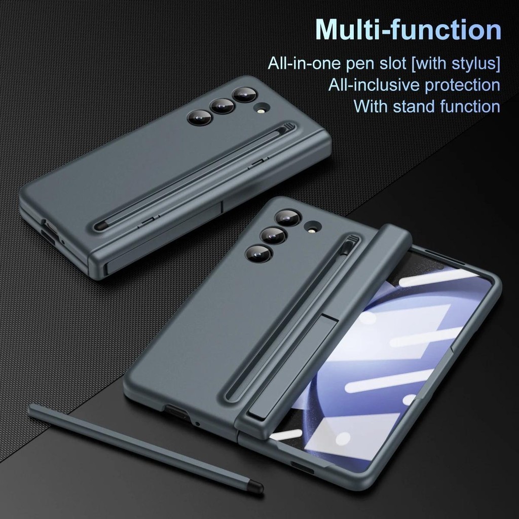 360 Bảo Vệ Toàn Diện Bản Lề Dành Cho Samsung Galaxy Z Fold 7 6 5 4 3 Kính Cường Lực Phim Có Bút Cảm Ứng Gấp Bao Đựng