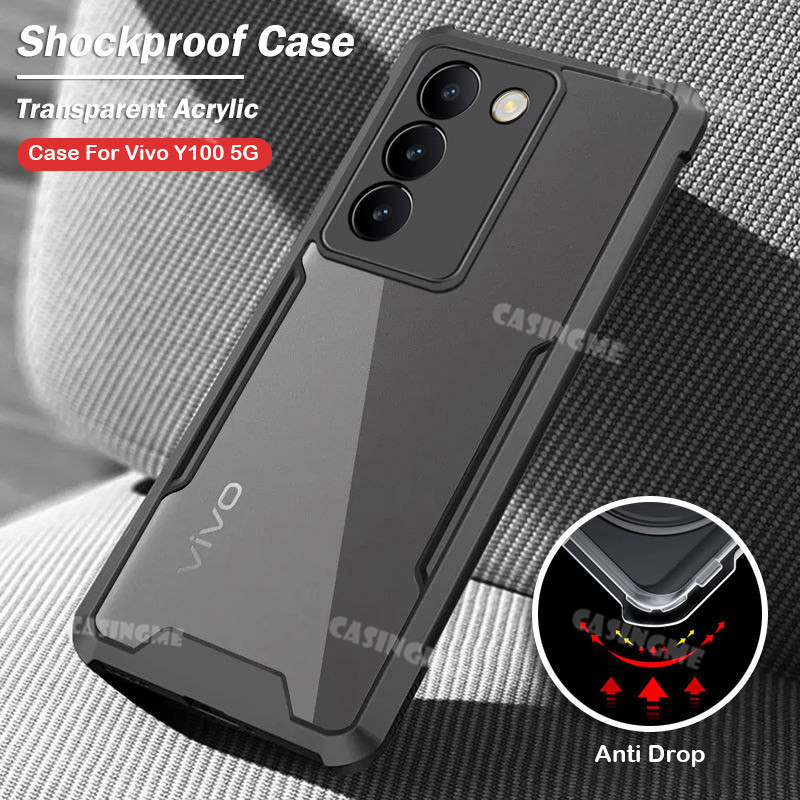 Vivo Y100 5G 2024 Túi Khí Trong Suốt Vỏ Điện Thoại Cho Vivo Y100 Y 100 100Y VivoY100 5G 2024 Silicon Trong Suốt Ốp lưng Acrylic Chống Sốc Ốp Lưng TPU Mềm
