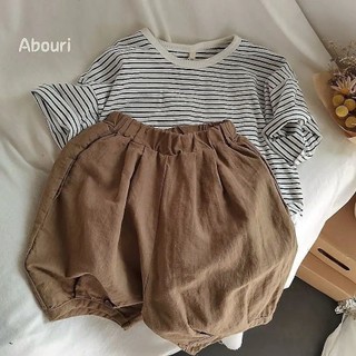 Hàn Quốc Bé Trai Trẻ Em Phù Hợp Với Áo Thun Cotton Sọc Ngắn Tay Mùa Hè Phong Cách Mới Bé Trai Bé Gái
