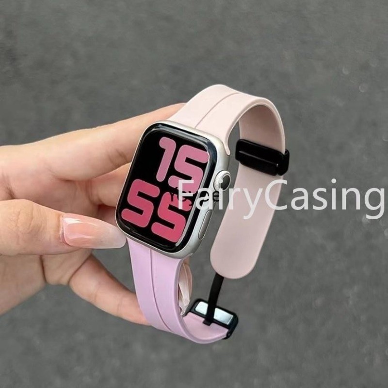 Dây đeo silicon từ tính cho Apple watch ultra 2 49mm series 9 45mm 41mm 7 8 9 SE 6 2 3 44mm 40mm 42mm 44mm Vòng đeo tay Apple watch ultra band