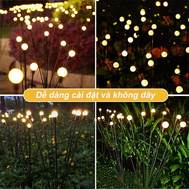 Đèn LED Đom Đóm Năng Lượng Mặt Trời Đèn Trang Trí Sân Vườn Ban Công Vườn Hoa Đèn Trang Trí Ngoài Trời