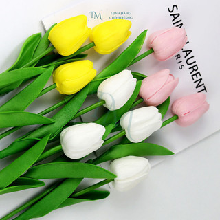 Mới 10 Hoa giả Hoa tulip Bunnies chất liệu PU cao cấp nhiều mẫu lưa chọn Decor trang trí nhà cửa xinh xắn màu tự nhiên