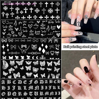 [Beautifulhome] Love Heart Nail Art Stamping Plate Họa tiết vẽ Sọc Hình học 3D Hình ảnh Stencil Pring Tools [làm đẹp]