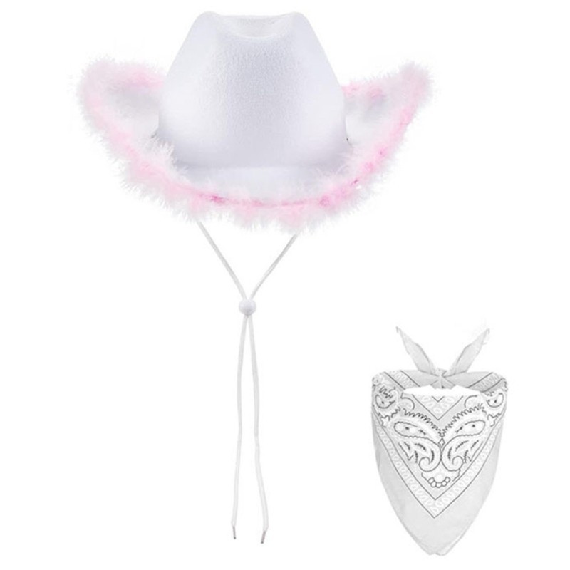 Western Cowboy Hat Scarf Print Bandanas Women Party Costume Roleplay Headdress