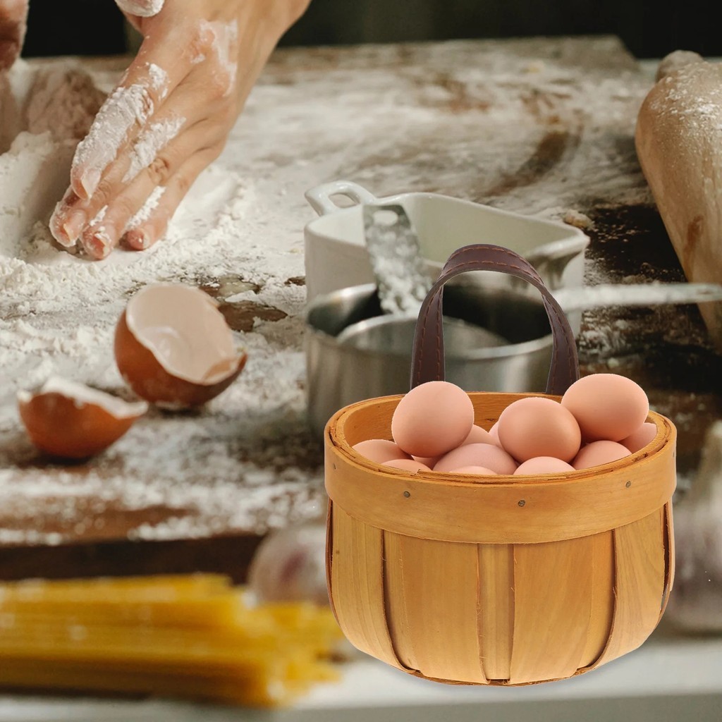 Giỏ đựng đồ dệt tay treo tường - Hộp đựng tỏi gừng hành nhà bếp - Giỏ đựng trái cây cầm tay bằng gỗ - Giỏ hoa đa năng - Đồ trang trí cho phòng khách, ban công