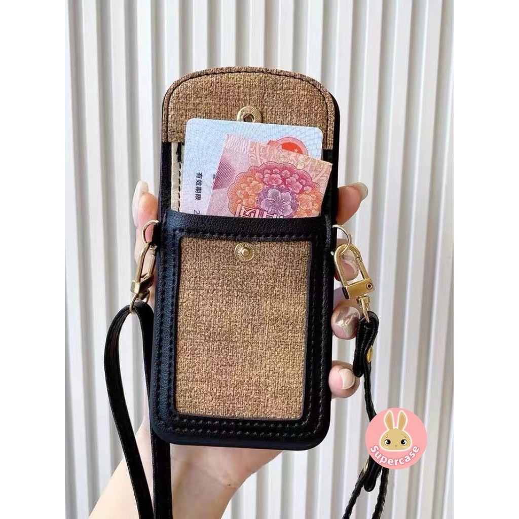 Ốp Lưng Đựng Thẻ LuxurU Camellia Cho Samsung Galaxy S24 S23 S22 S21 S20 Ultra Plus FE S10 S9 S8 Plus S10e Vỏ Thẻ Ví Mềm Có Dây Buộc Vỏ Điện Thoại