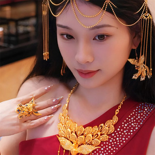 Nhẫn nữ phong cách cung điện Trung Quốc có họa tiết phượng hoàng và màu sắc chuyển tone