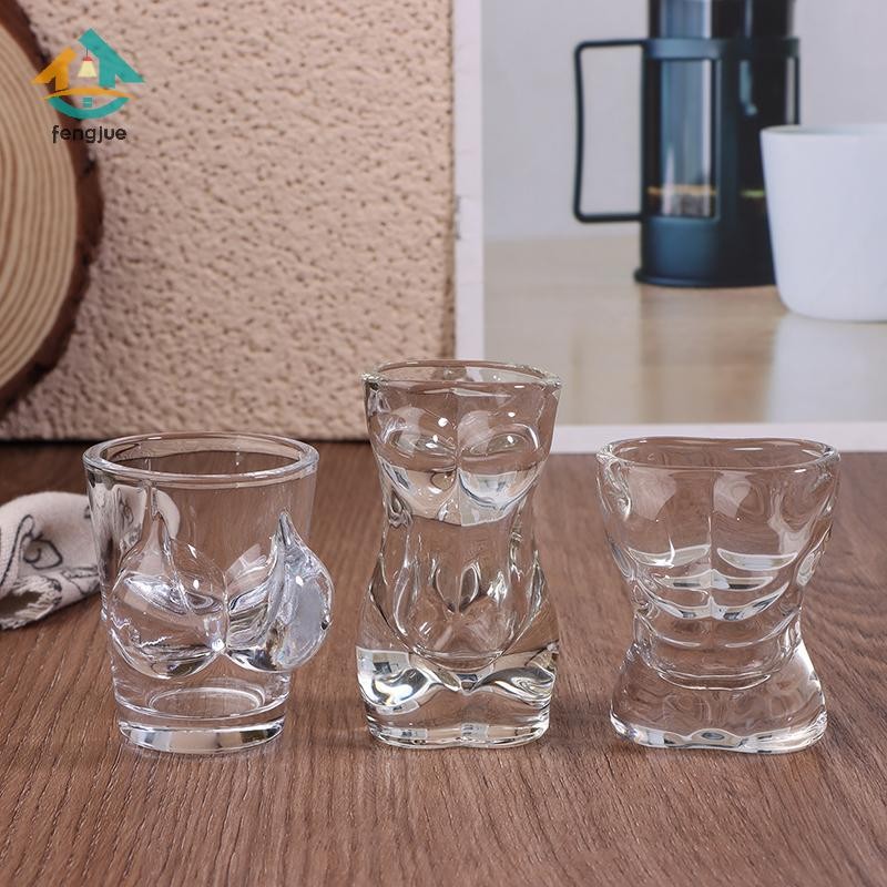 Fengjue 1 Mới Độc Đáo Cốc Bia Ngộ nghĩnh Nam Nữ Hình Cơ Thể Trong Suốt Rượu Thủy Tinh Thanh Drinkware Cocktail Cốc Cà Phê Nước ép Teacup TH