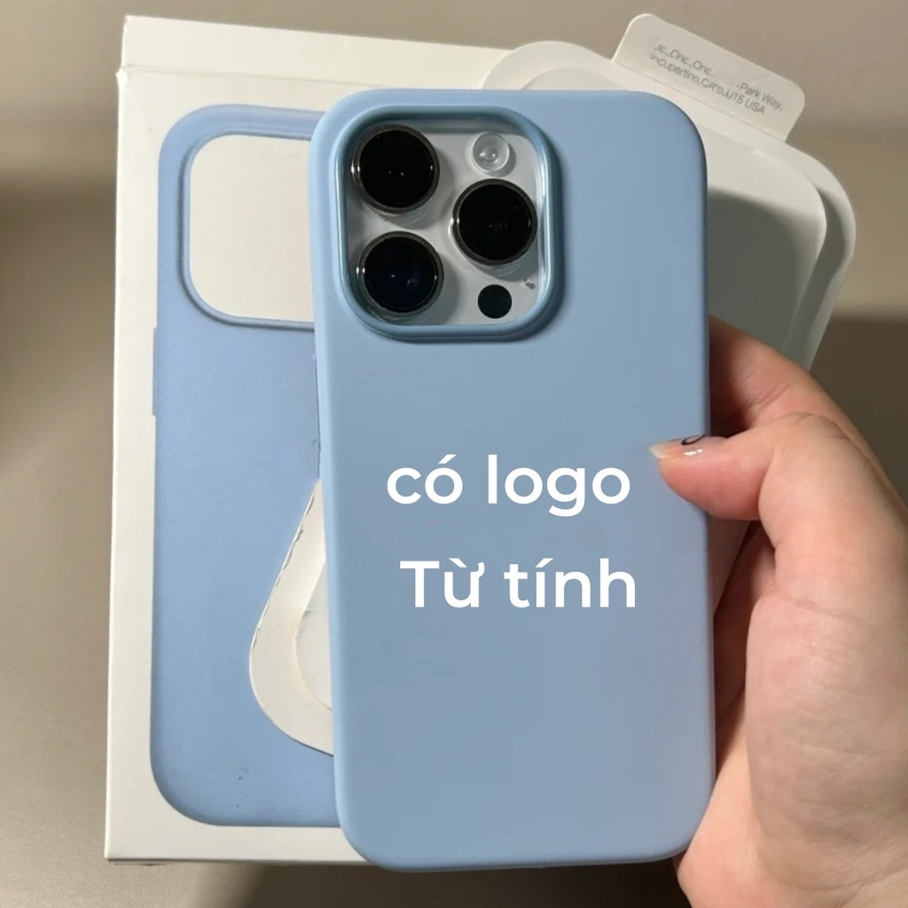 Màu xanh từ tính Silicone lỏng cho iphone 16 / 15 / 14 / 13 / 12 / Pro / Pro Max / plus / mini Vỏ điện thoại chất lượng cao Hoạt hình bật lên