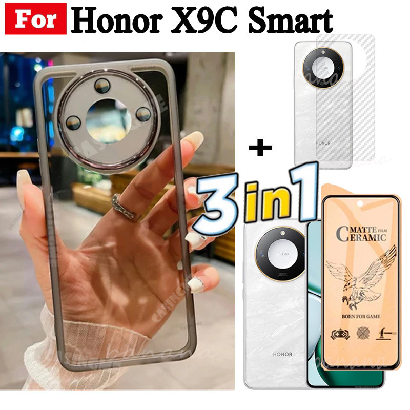Ốp điện thoại thông minh Honor X9C Smart Honor 200 mạ Vỏ mềm trong suốt có bảo vệ Camera và kính cường lực và mặt sau 3 trong 1