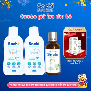 Combo 2 Nước tắm thảo dược cho bé [HD 4.2028] và 1 dầu tràm nguyên chất bảo vệ da cho bé Sachi