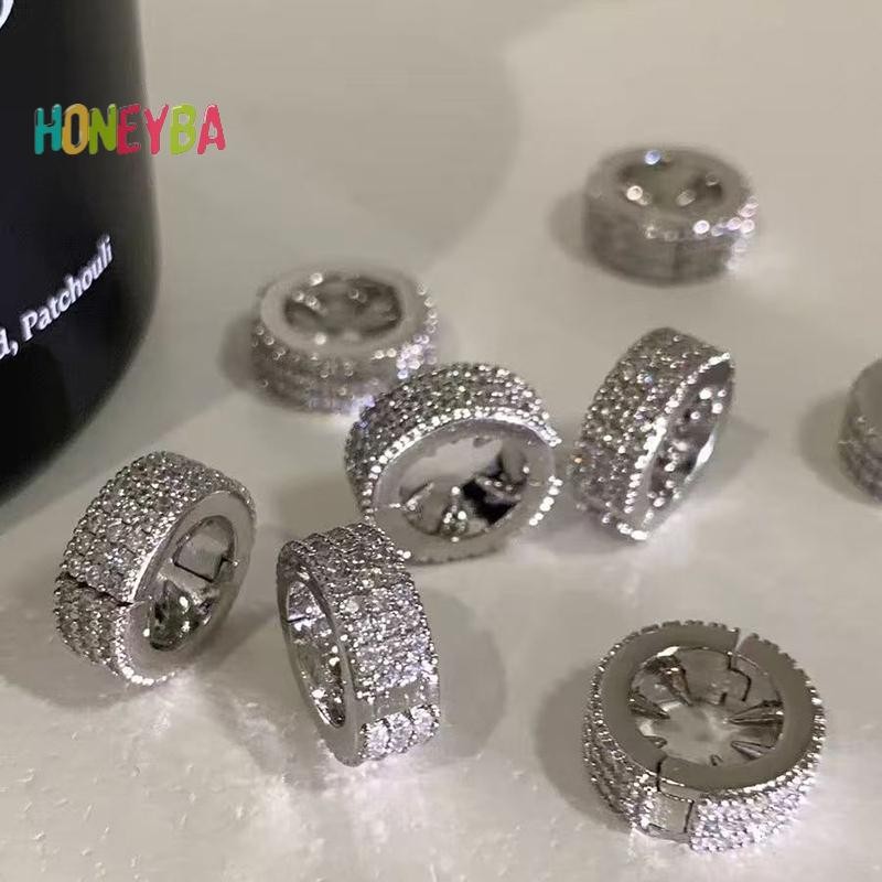 < Honeyba > Flash Bạc Tròn Khóa Tóc Cá Tính Hip Hop Ngọt Ngào Mát Bẩn Tóc Kẹp Tóc