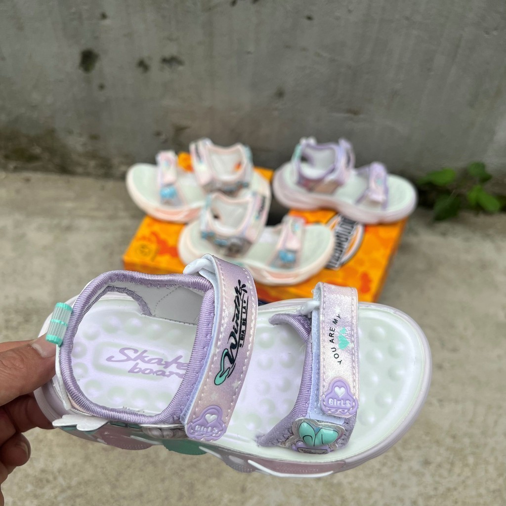 sandal bé trai bé gái dép quai hậu cho bé êm chân khâu đế công chúa chống tượt QCCC full box size đại A12 B12