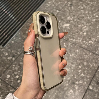 Ốp Điện Thoại Cạnh Màu Vàng Cho iPhone 17 Pro Max 16 Pro Max 15 14 13 12 11 Pro Max Ốp Lưng Bọc Hoàn Toàn Chống Sốc Phía Sau Bìa Mềm