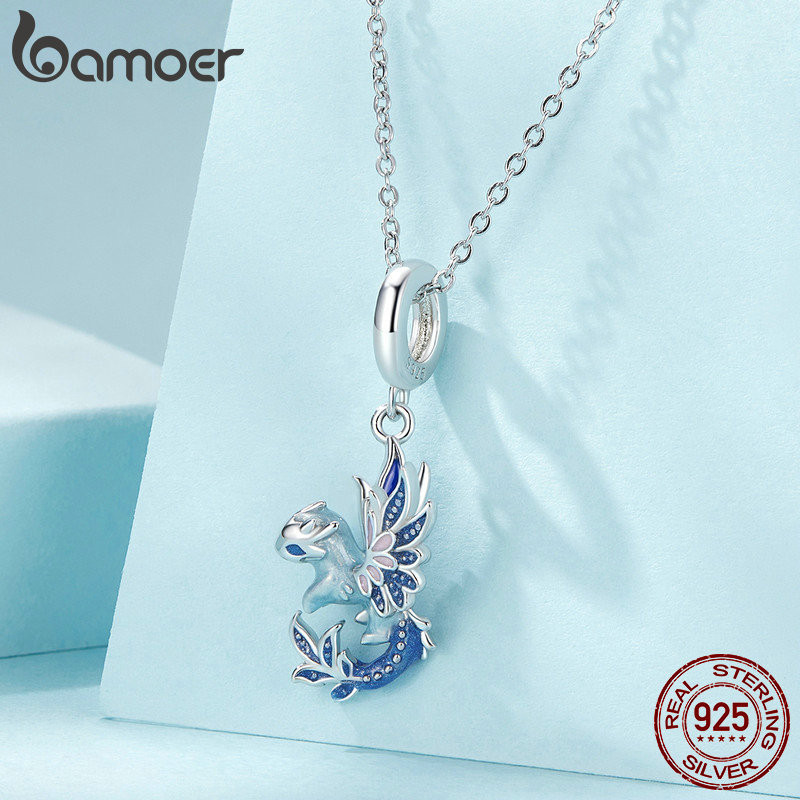Bamoer 925 Sterling Sliver Charm Flying Dragon Mặt Dây Chuyền Phụ Kiện Series Cho Vòng Tay