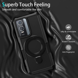 Dành Cho Vivo Y76 5G / Y76s Ốp điện thoại PC Cứng Mặt Sau Mềm TPU Edge Quân Sự Cấp Chống Rơi Chống Sốc Mỏng Bao