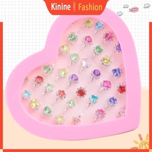 Kin Hoạt Hình Trẻ Em Nhẫn 12 36 Chiếc Hộp Hợp Kim Có Thể Điều Chỉnh Nhẫn Cho Bé Gái
