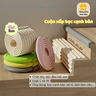Cuộn Xốp Bọc Cạnh Bàn BUNNIES HOUSE Che Bịt Cạnh Ghế An Toàn Cho Bé, 2 Kiểu L-W, Đa Dạng Màu
