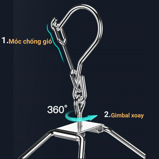 Móc Chùm Inox 304, Móc chùm vuông inox chất lượng cao phơi đồ, Mắc Phơi Quần Áo Cao Cấp Bền Đẹp 40 kẹp