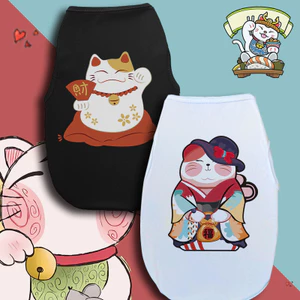 Thú cưng mùa xuân / mùa hè không tay Top Cat / Dog Cute Fortune Cat In hình Tank Top