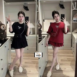 10-32kg Set áo đỏ đen tay phôi lông mix chân váy xếp ly TM cho bé gái