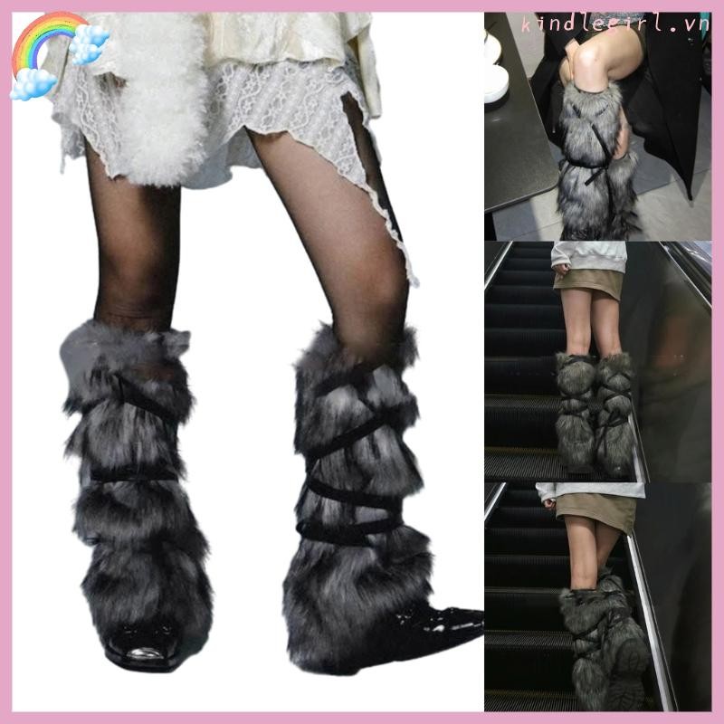 Vua Nữ Punk Ren-Up Băng Lông Chân Ấm Hơn Vintage Giày Còng Chân Tay Tất