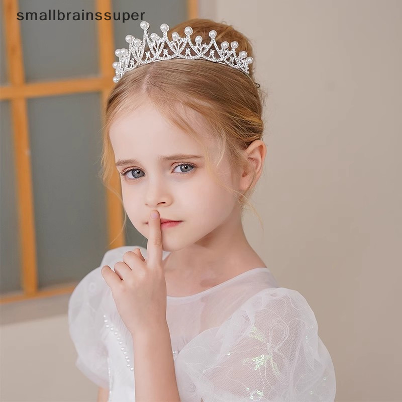 Smallbrainssuper 2023 Phụ Nữ Mới Bé Gái Màu Bạc Vương Miện Mũ Pha Lê Hàn Quốc Tiara Thời Trang Sinh Nhật Kim Cương Giả Vương Miện Phụ Kiện Tóc SBS