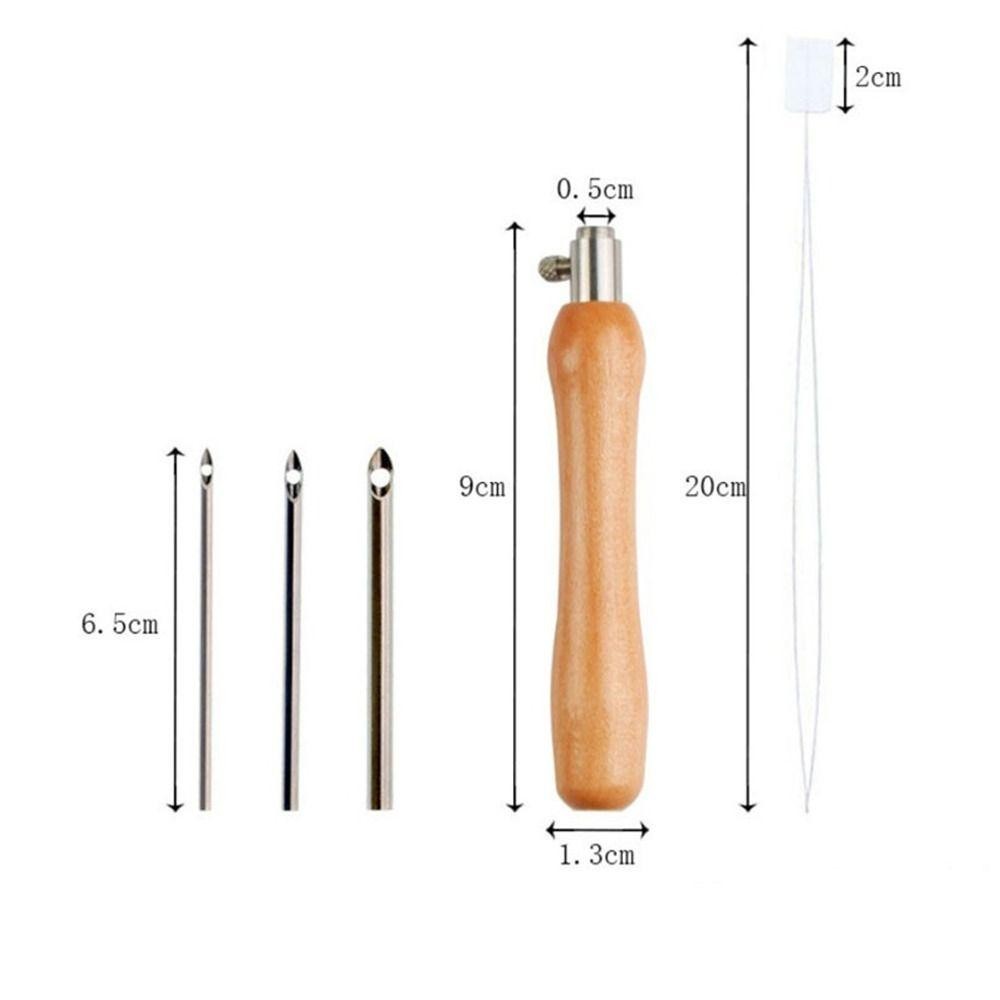 Bút thêu ODAKA, Kim khâu tay cầm bằng gỗ Bút thêu đan, Poking Cross Tools Đầu có thể hoán đổi cho nhau DIY Craft Thêu Punch Needle