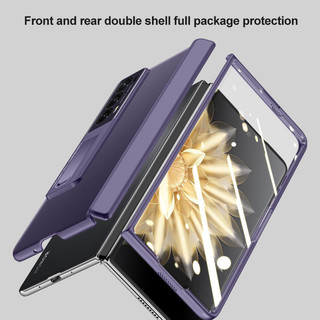Ốp Điện Thoại Da Cho Honor Magic V2 Da Thân Thiện Với Da Bản Lề PC Chống Sốc Bìa Cứng Có Phim Cường Lực
