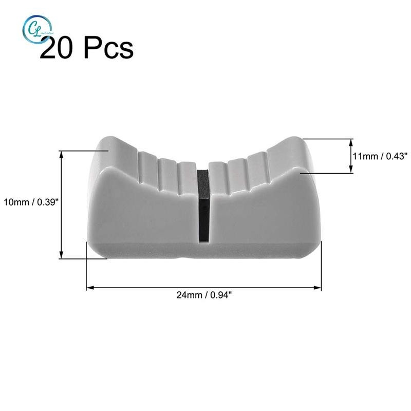 20 Chiếc 24mmx11mmx10mm Bảng Điều Khiển Trộn Thanh Trượt Fader Núm Thay Thế Cho Điện Áp Màu Xám Núm Đen Mark
