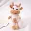 Móc khóa sang trọng bò sữa DARON, Móc chìa khóa bò nhồi bông hình động vật hoạt hình sang trọng, Móc khóa sang trọng Bông PP mềm sáng tạo Móc khóa búp bê nhồi bông cho bé gái