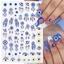 FAVORITEGOODS Móng Tay Nghệ Thuật Decal, Tím Ác Mắt Mùa Hè Miếng Dán Móng Tay, Phụ Kiện Móng Tay Rắn Dính Lâu Dài Thanh Trượt DIY Làm Móng Tay Decal