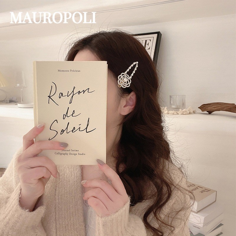 Mauropoli [Sẵn sàng] Kẹp bên hoa hồng thanh lịch Tất cả các trận đấu Kẹp tóc gãy Kẹp tóc phẳng Kẹp tóc ngọc trai Kẹp tóc mỏ vịt Kẹp phụ kiện tóc