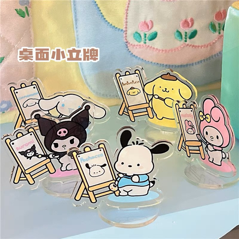 ( MUA TỪ 2 SP )Standee Mô hình mini để bàn bằng nhựa Acrylic hoạt hình Sanrio Kuromi Melody Cinnamoroll Pochacco Pompuri