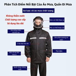 Bộ Áo Mưa Toàn Thân Cao Cấp Myd.23 - Chống Nước, Phản Quang, Chất Liệu Vải Dù Dành Cho Người Lớn