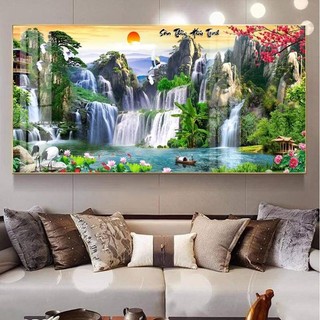 Tranh 60x120cm Tranh Treo Tường Phong Thuỷ Mừng Khai Trương, Tân Gia Trang Trí Phòng Khách - Tranh Laminate Tráng Gương