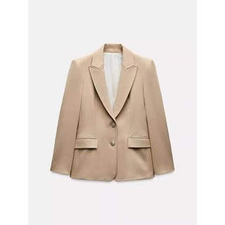Zara Spring Sản phẩm mới Túi ve áo nữ bằng kim loại Ngực Slim-fit Blazer 8635555