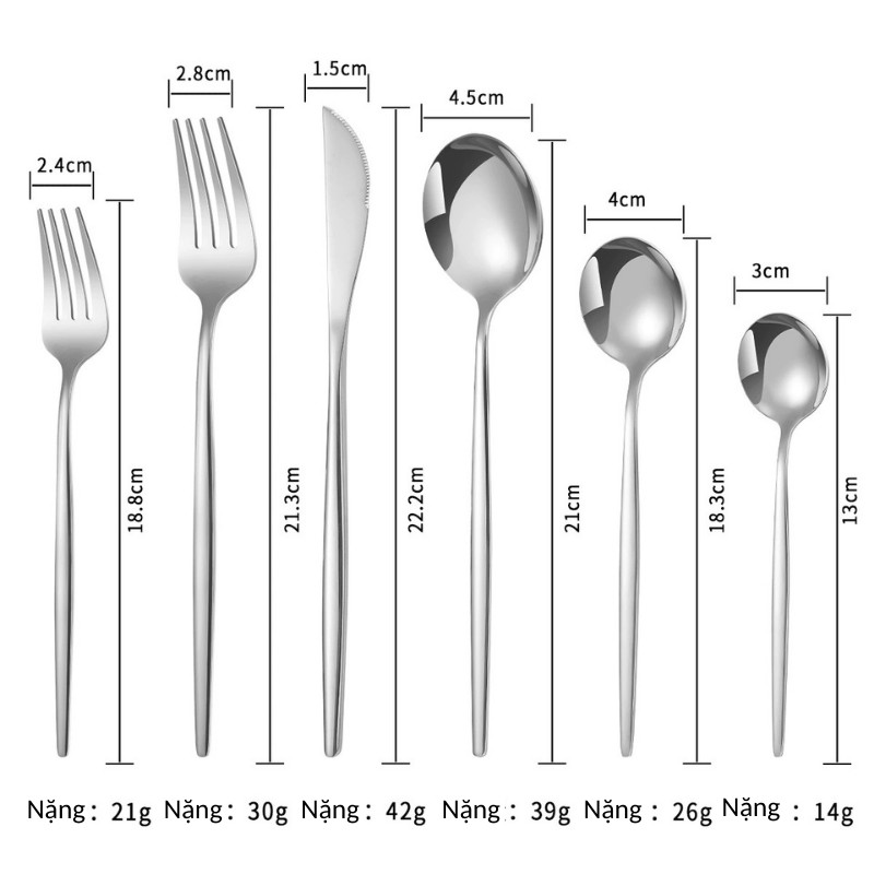 Bộ Dao Muỗng Dĩa Thìa Inox Không Gỉ BDN Nhẹ Nhàng Sang Trọng Dùng Ăn Bít Tết, Đồ Âu Cao Cấp | 241