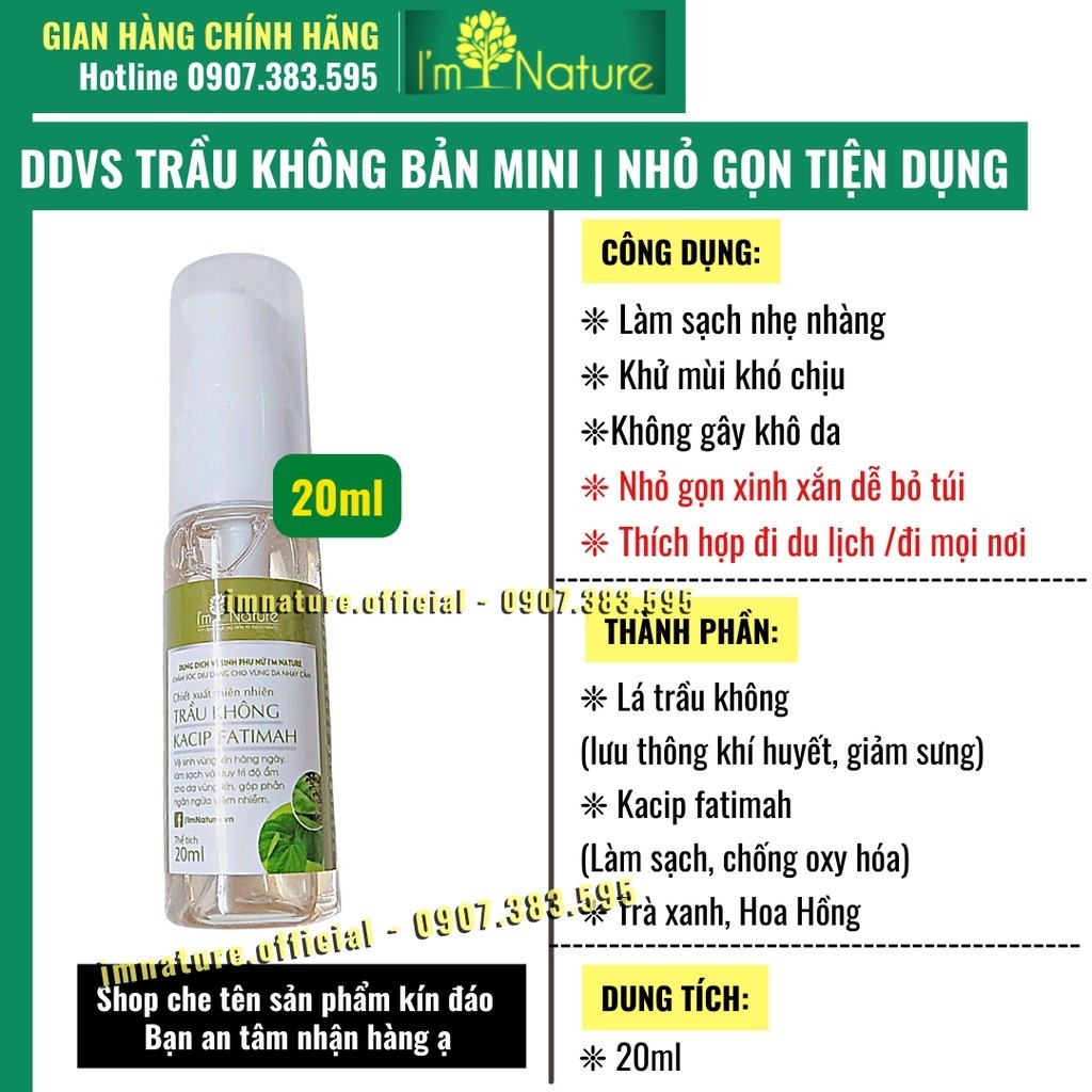 Dung Dịch Vệ Sinh Phụ Nữ Trầu Không I'm Nature Kacip Fatimah 150ml Chính Hãng