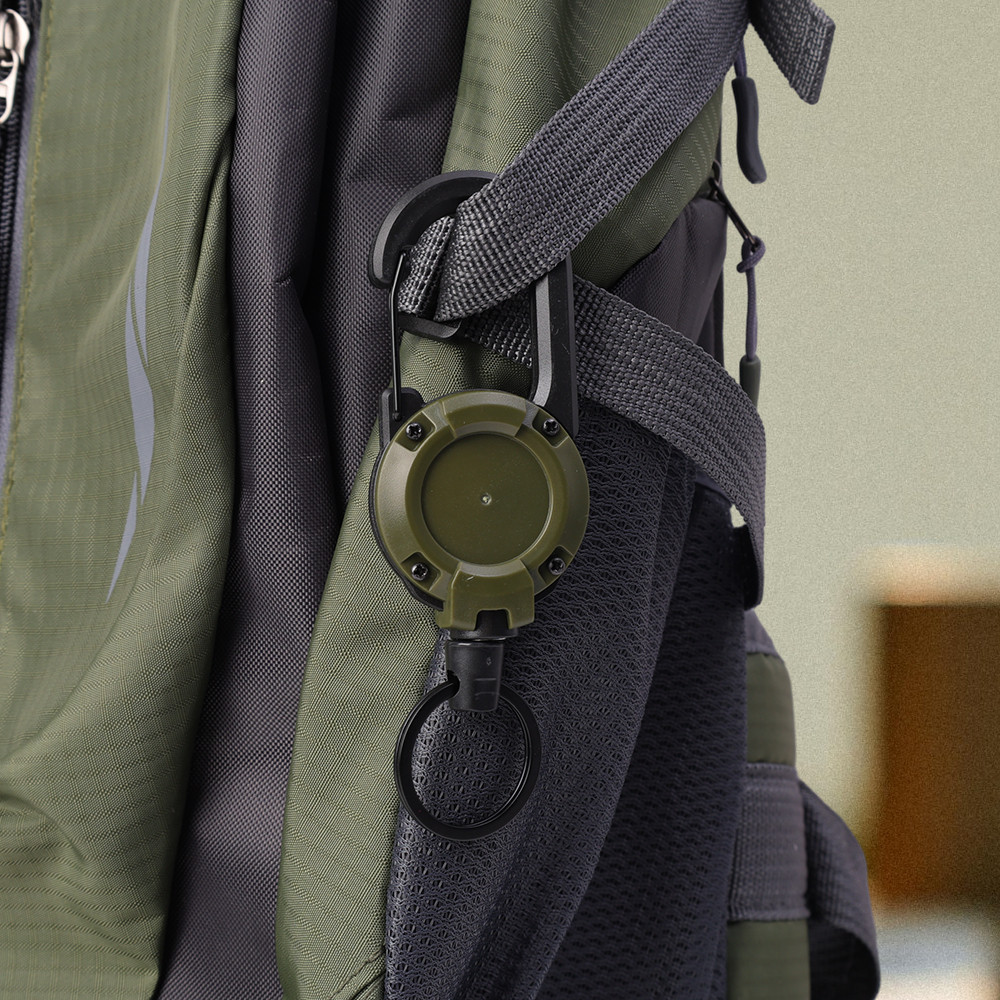 Móc Carabiner có thể thu vào hạng nặng - Kẹp dây kéo dây vòng ba lô - Móc khóa lò xo leo núi Giá đỡ huy hiệu ID - Dây xích chuyên nghiệp Móc khóa kéo làm việc
