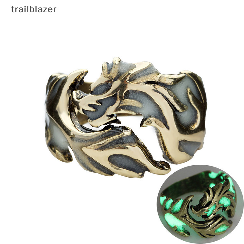 Trailblazer Nam Thời Trang Hợp Thời Trang Rồng Bay Nhẫn Họa Tiết Rồng Dạ Quang Mở Nhẫn Có Thể Điều Chỉnh Halloween Phát Sáng Trang Sức Trang Trí Mới