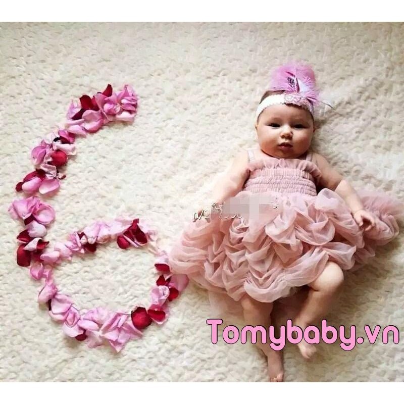 Bé Gái Không Tay Đầm Màu Trơn Xếp Ly Tulle Sling Mùa Hè Ruffle Bong Bóng Váy Công Chúa